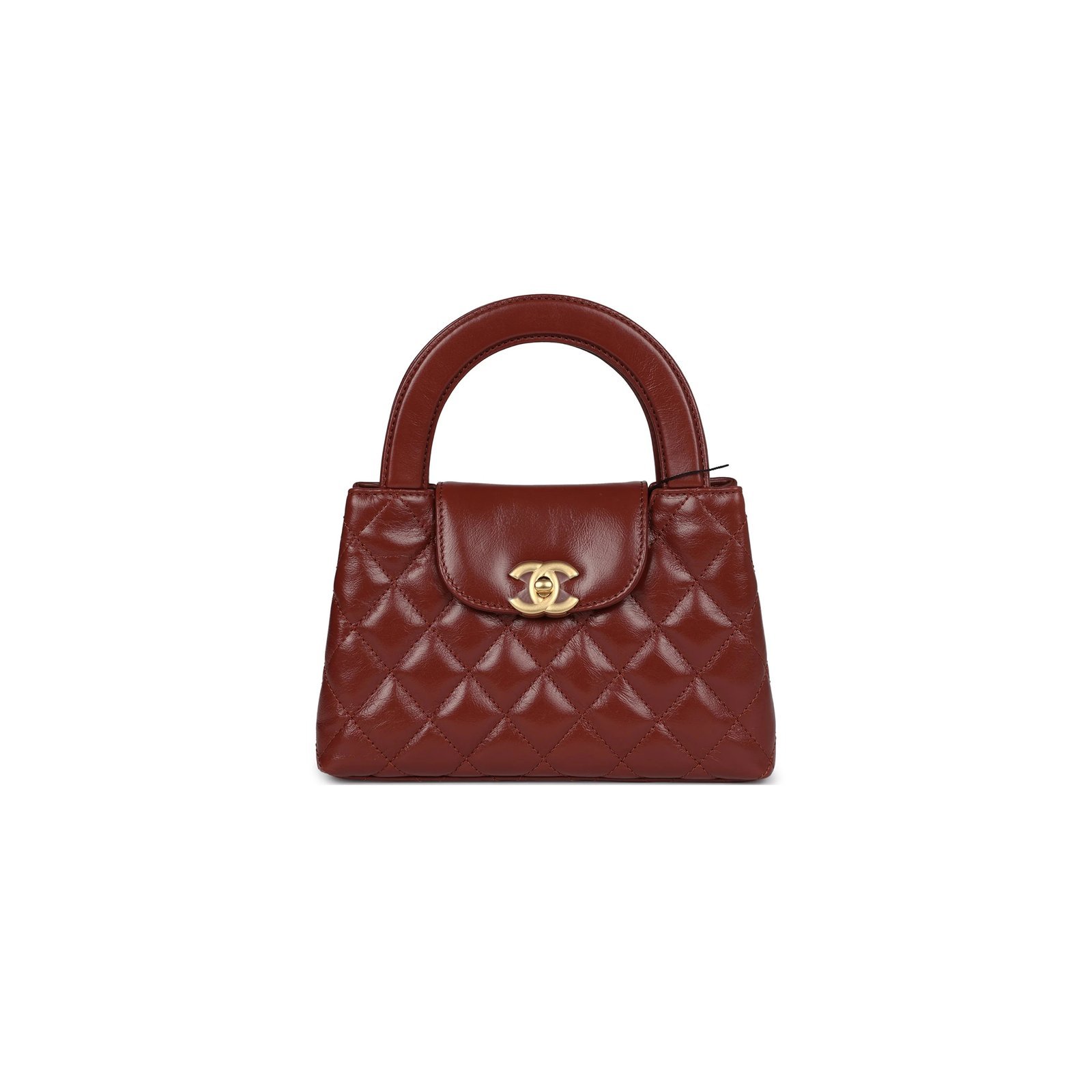 ChanelL MASTER BROWN QUILTED CALFSKIN MINI KELLY BRUSHED GOLD HARDWARE AS4416 (19*13*7cm)