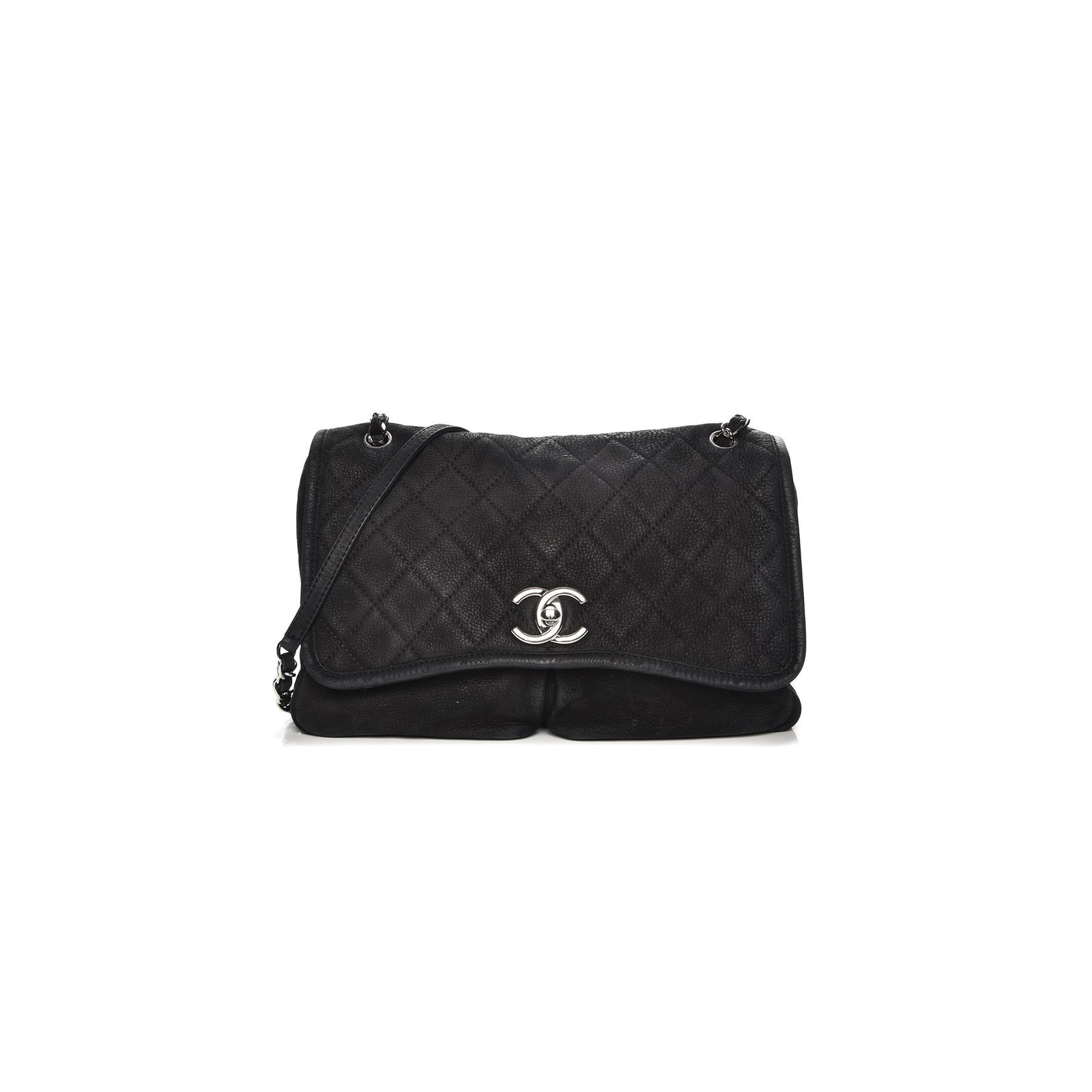 ChanelL LARGE ULTRA SOFT SUEDE CALFSKIN NATURAL BEAUTY FLAP BLACK (33*22*9cm)