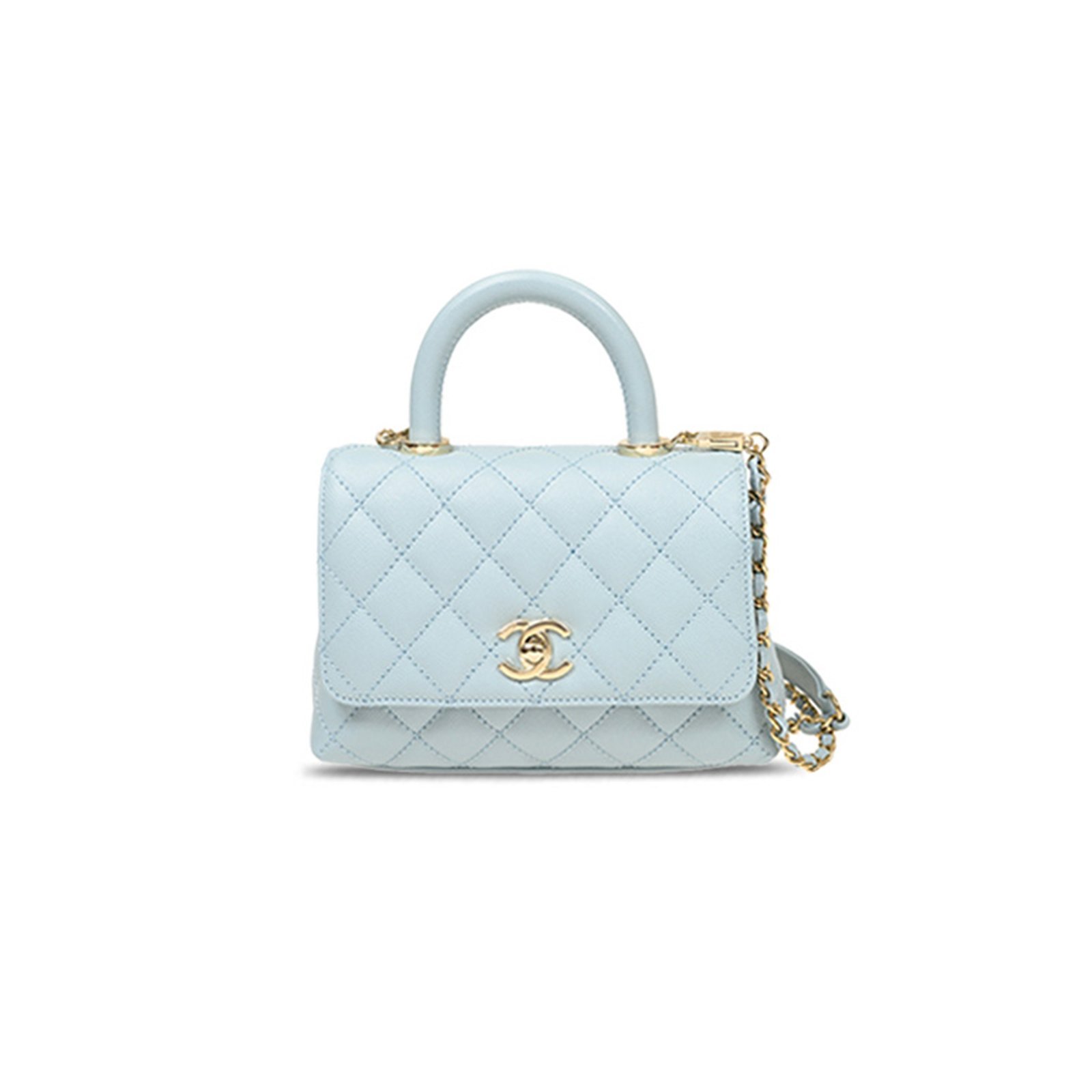 ChanelL LIGHT BLUE CAVIAR LEATHER HANDBAG AS2215 (18*13*9cm)