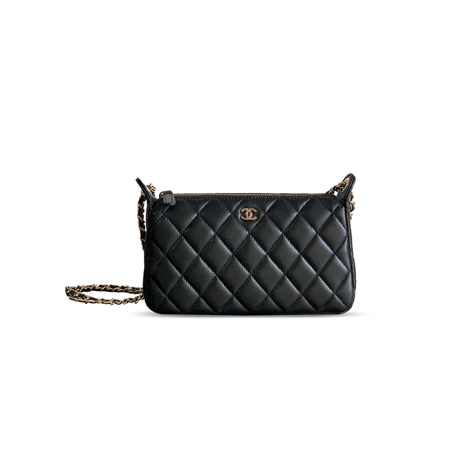 ChanelL GRAINED CALFSKIN 25B CLUTCH WITH CHAIN BAG IN BLACK 253911 (21*12*5.5.cm)