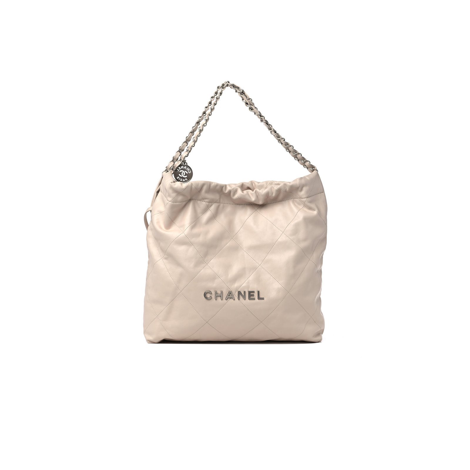 ChanelL MASTER MEDIUM 22 QUILTED SHINY CALFSKIN LIGHT BEIGE (42*39*8cm)