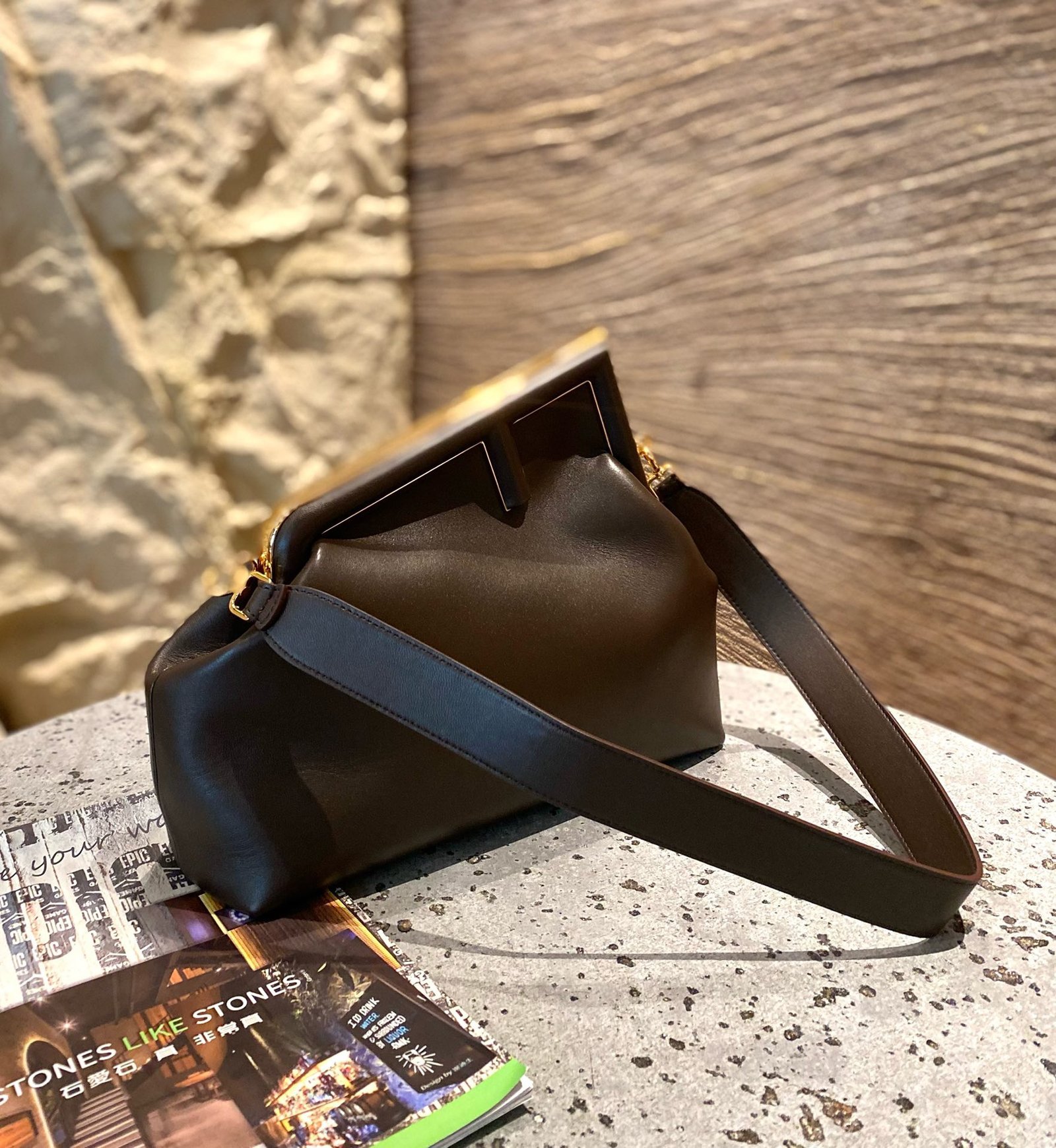 Fendi  First Bag-26*18*9.5/32.5*23.5*15CM(Brown)