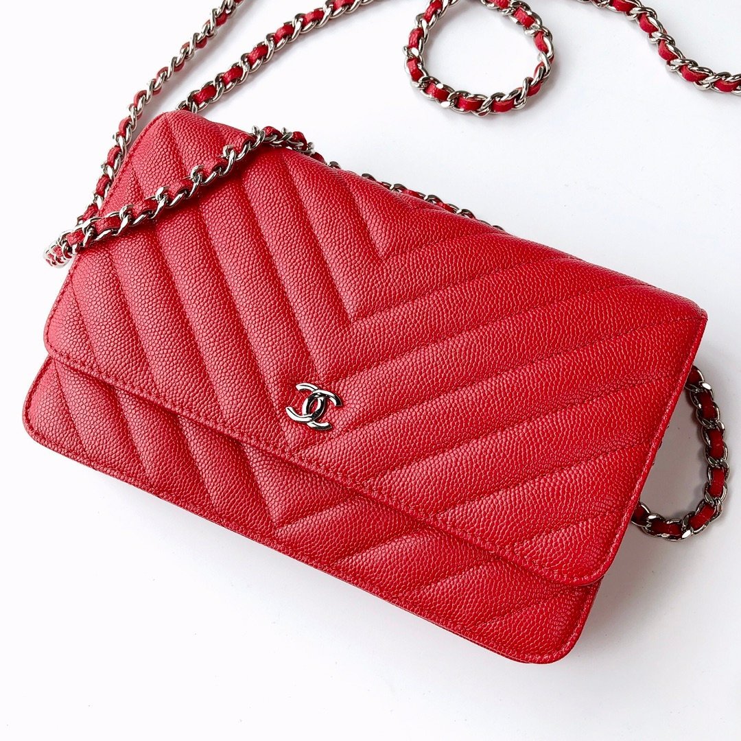 Chanell Wallet On Chain-Silver Hardware-19*12*3.5CM