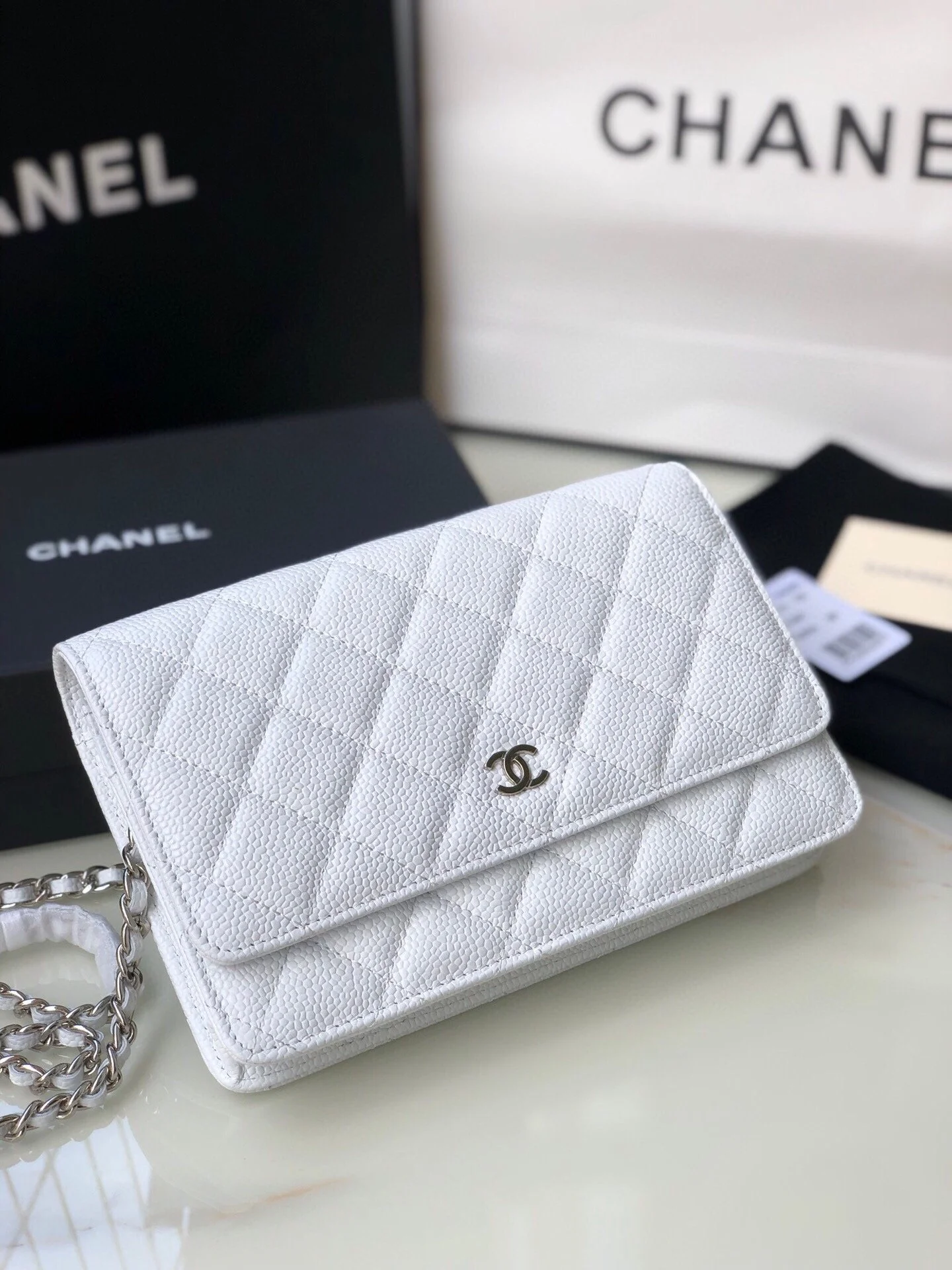 Chanell Wallet On Chain-Silver Hardware-19*12*3.5CM