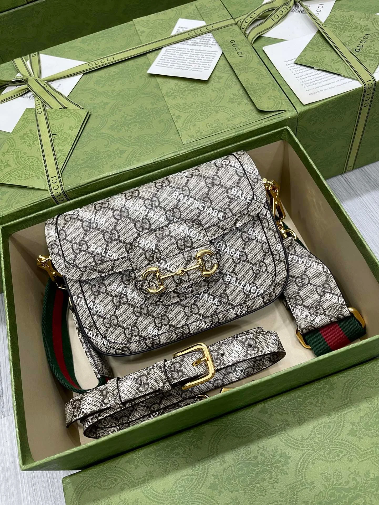Gucci&Balenciaga 1955 Horsebit Bag-21/13/9CM