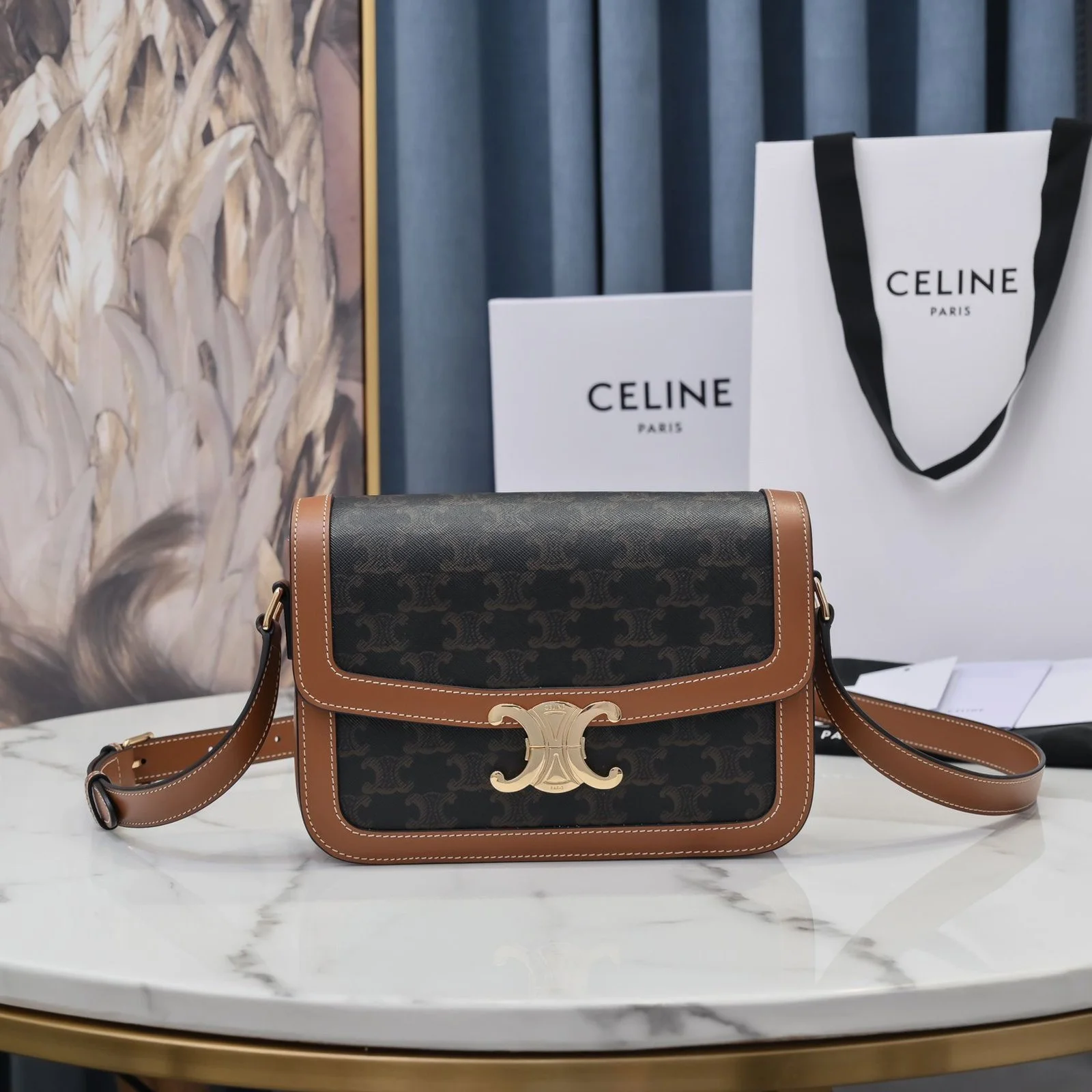 Celin Triomphe Shoulder Bag-22.5×16.5×7.5CM