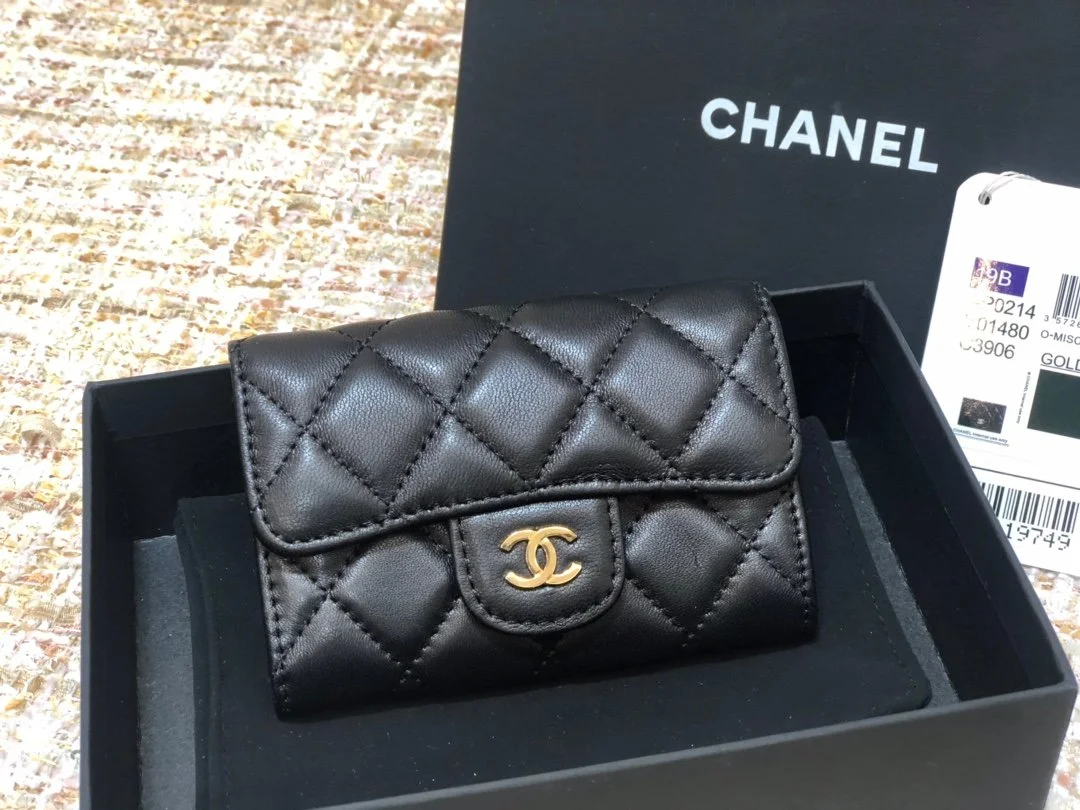 Chanell Wallet-Gold Harware-Lamskin-11*10CM