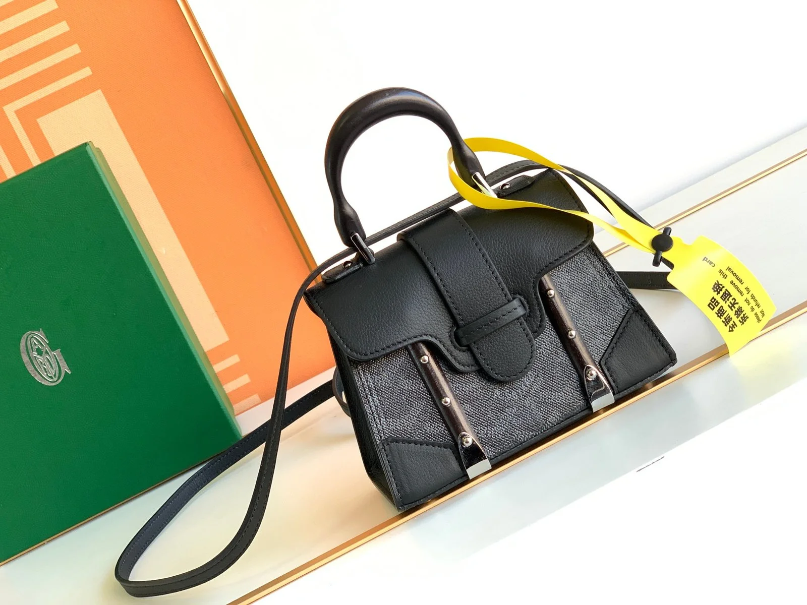 Goyard Coated Canvas and Leather Saigon Top Handle Bag-11.5x7x14.5CM