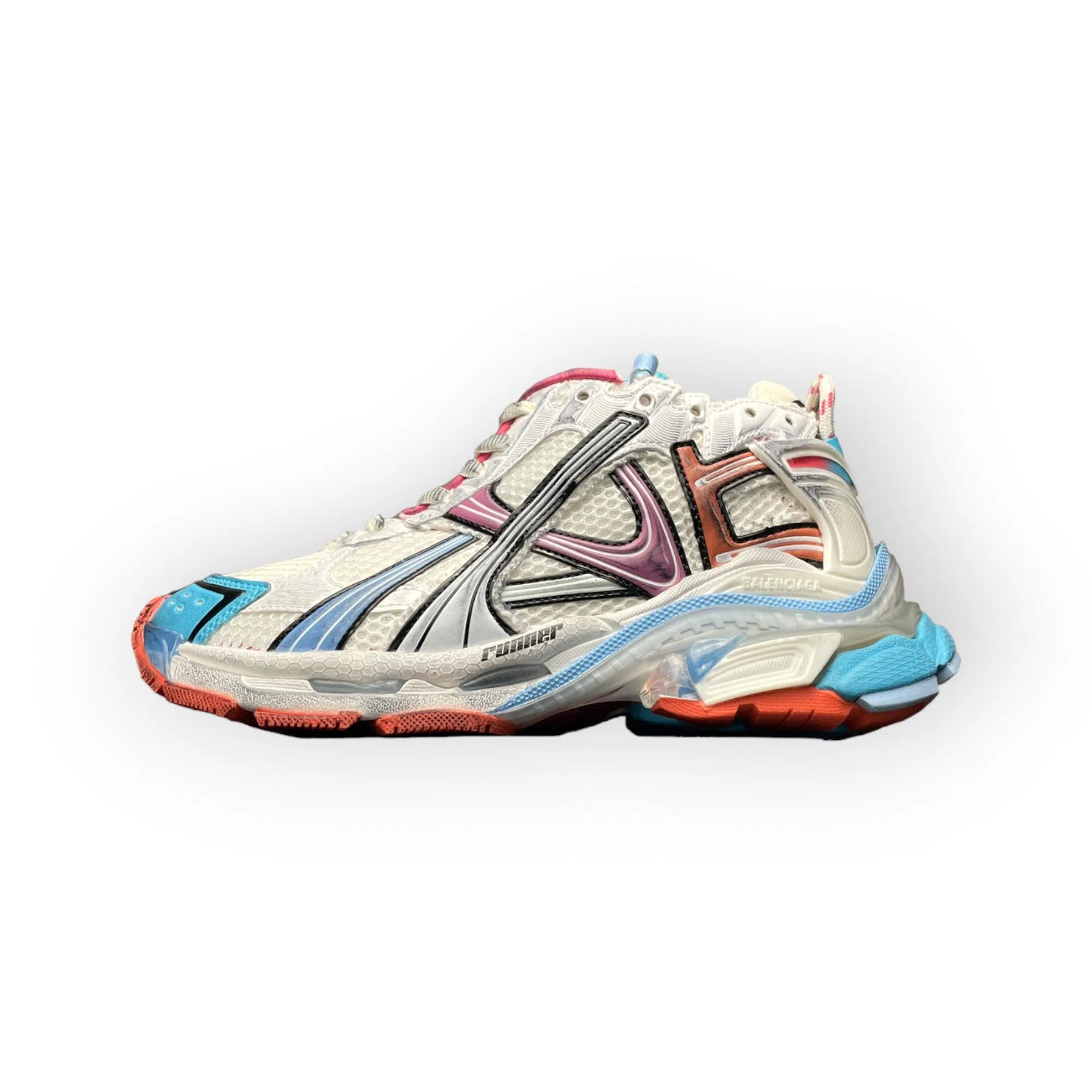 Balenciaga Runner Sneaker in White Blue Pink
