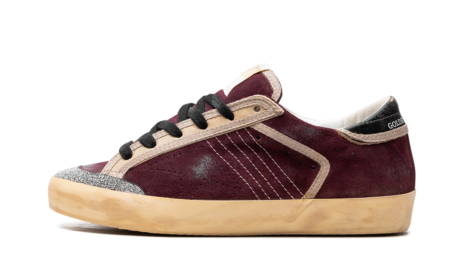 SUPER-STAR PENSTAR SUEDE UPPER CRYSTAL PENSTAR SKATE STAR VINTAGE LEATHER HEEL SIGNATURE FOXING "WINE RED BLACK"