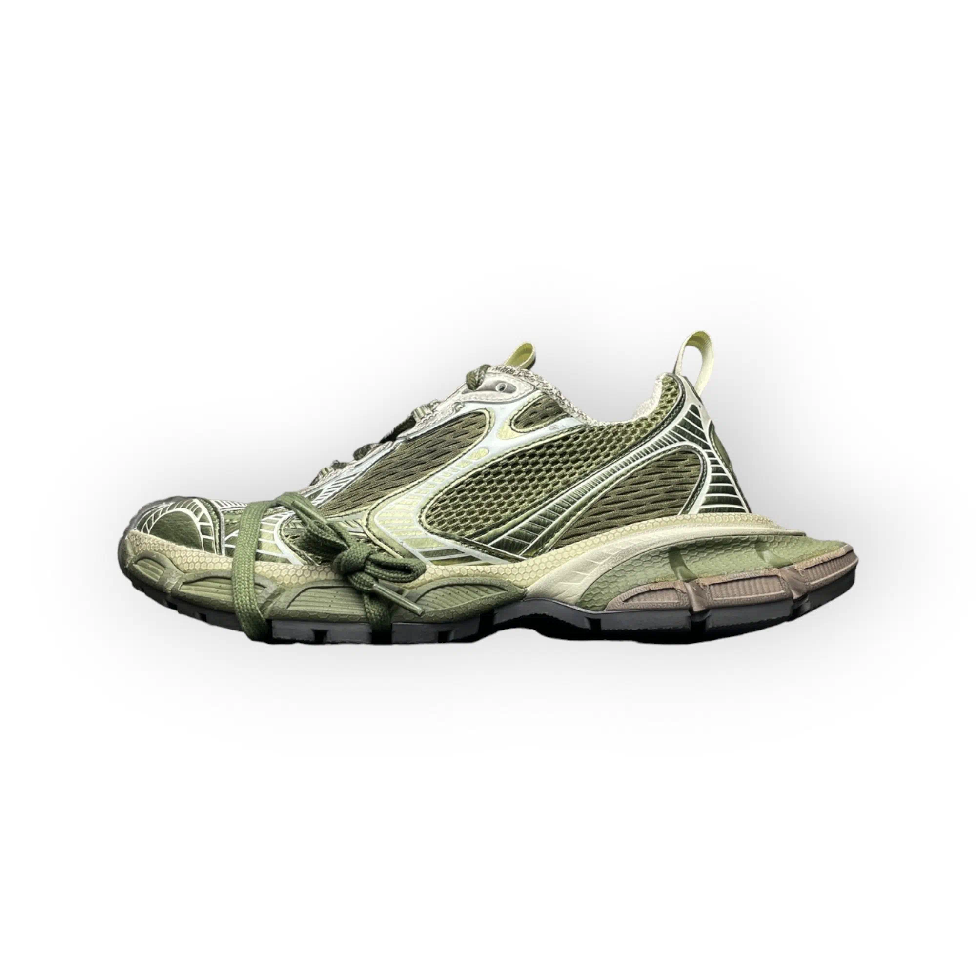 Balenciaga 3XL Sneaker in Dark Green and Light Beige
