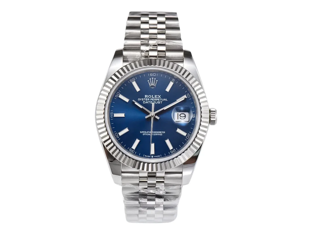 Datejust 41 Stainless Steel on Jubilee with Blue Dial and Fluted Bezel