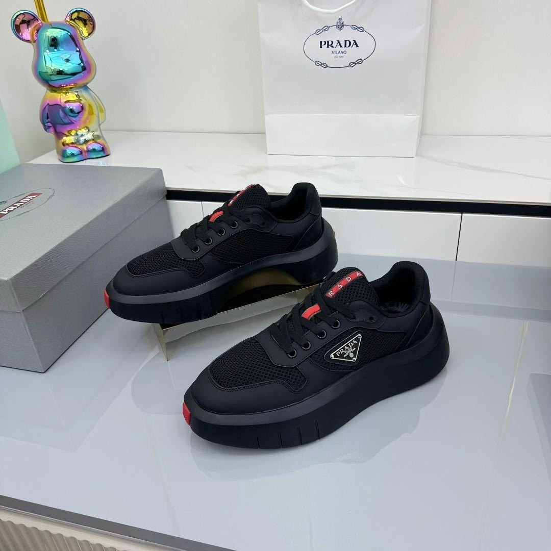 PRADA 25S SNEAKERS IN BLACK CALFSKIN