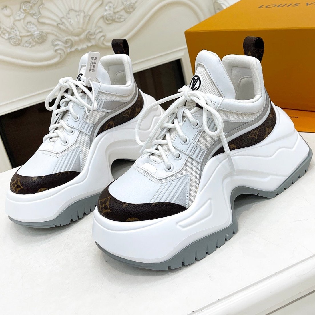 LV ARCHLIGHT 2.0 PLATFORM SNEAKER IN WHITE MIX BROWN MIX OF MATERIALS