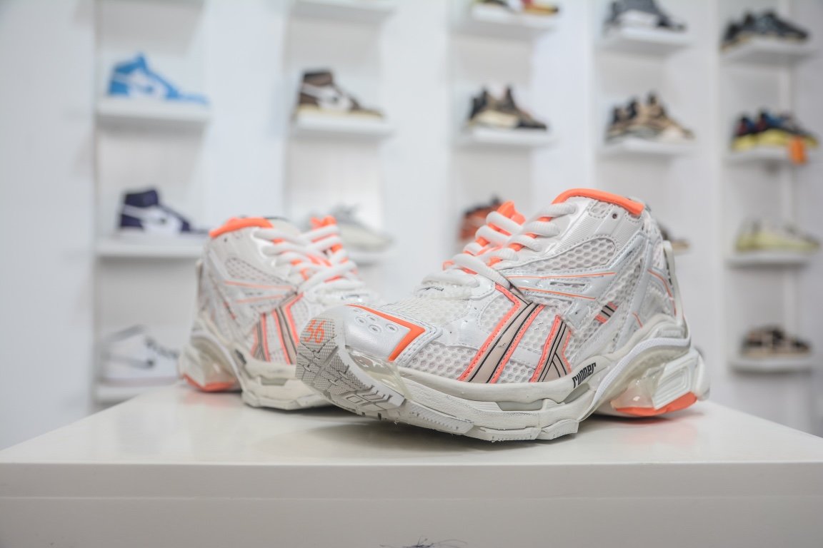Balenciaga Runner Trainer in White Orange