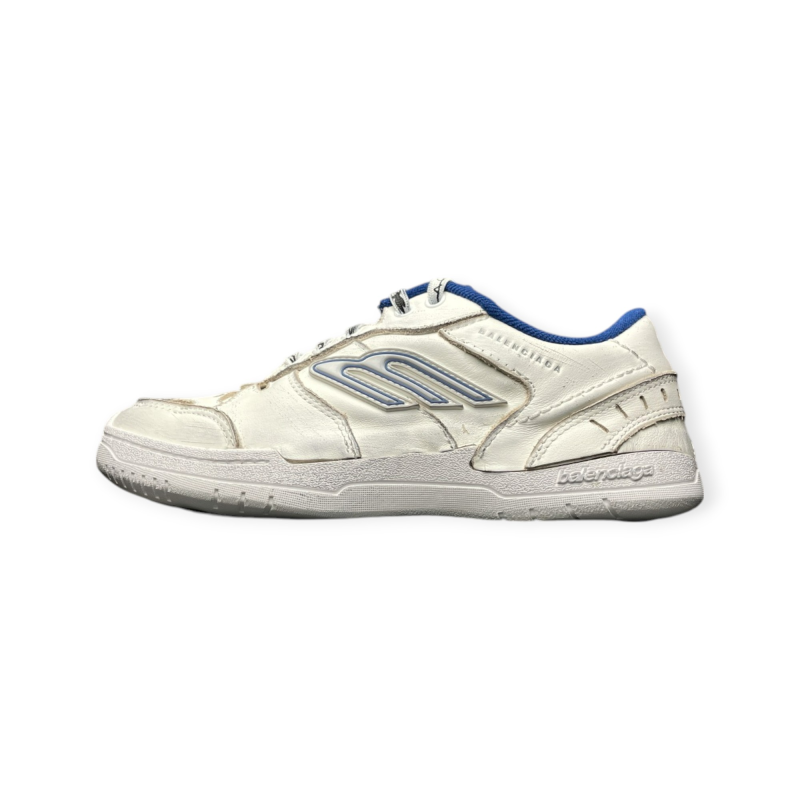 Balenciaga Hamptons Worn-Out Sneaker in White Dark Blue