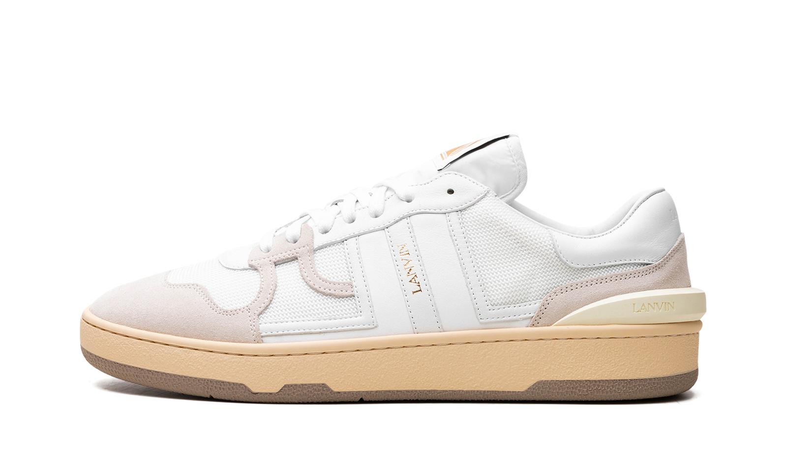Leather Clay Low Top Sneakers "White/Beige"