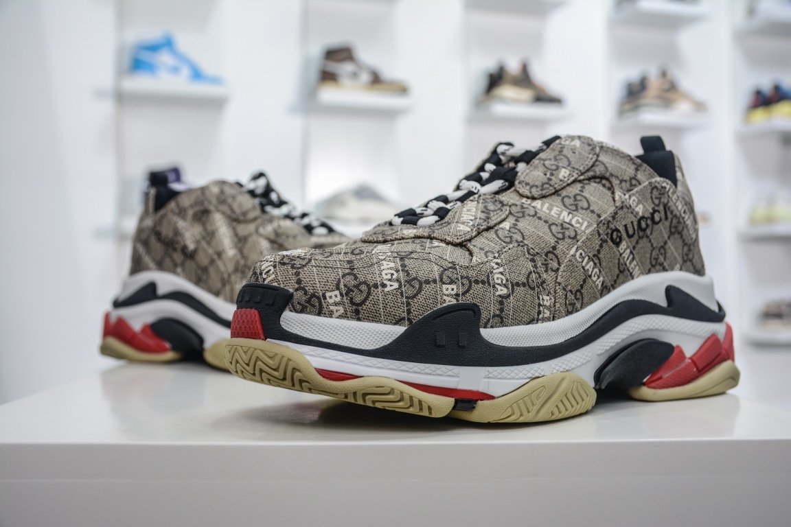 Balenciaga Triple S Sneaker x Gucci in Brown Red