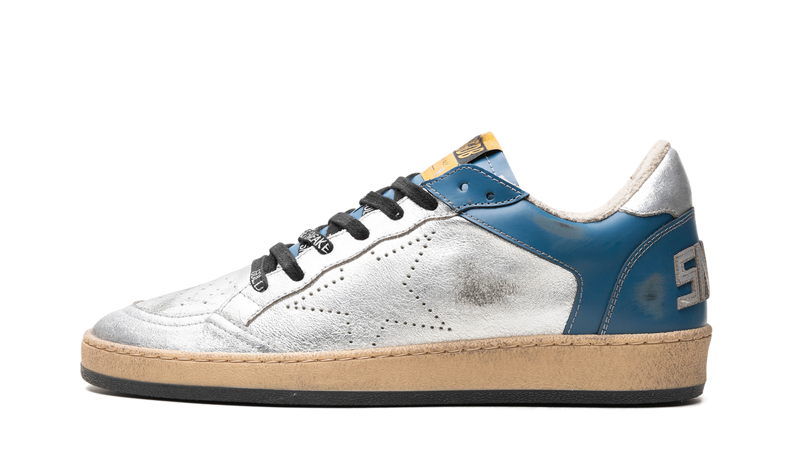BALL STAR SHINY LEATHER AND LAMINATED UPPER SHINY LEATHER TOE TONGUE AND HEEL LAMINATED SPUR SKATE S "BLUE IVORY"