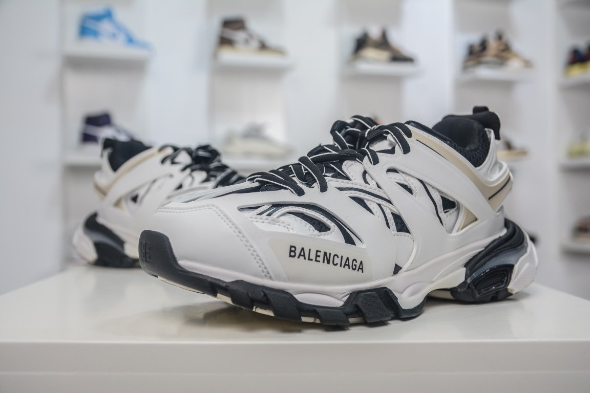 Balenciaga Track Worn Out Trainer in White Black