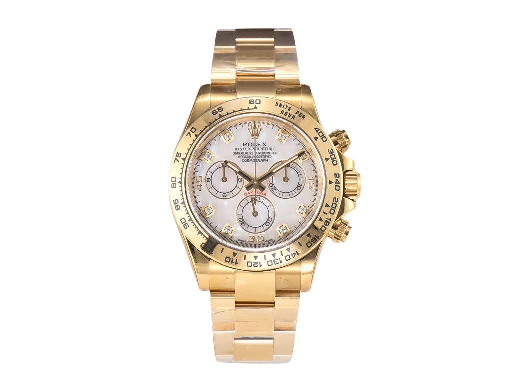 Cosmograph Daytona Yellow Gold Oysterflex with White Mother of Pearl Dial