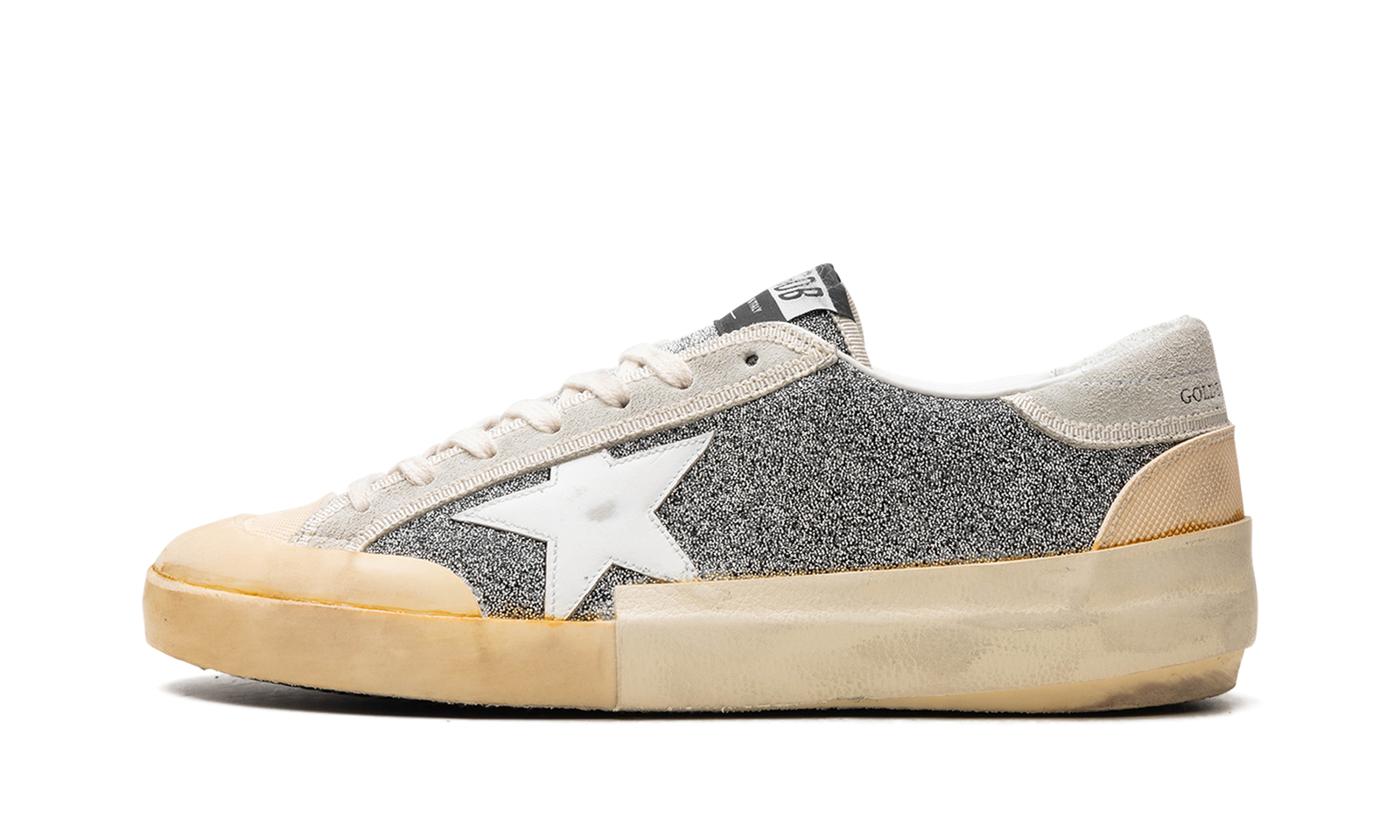 SUPER-STAR CRYSTAL UPPER LEATHER STAR CRYSTAL TOE AND TONGUE SUEDE HEEL RUBBER SPUR "SILVER WHITE ICE VANILLA"