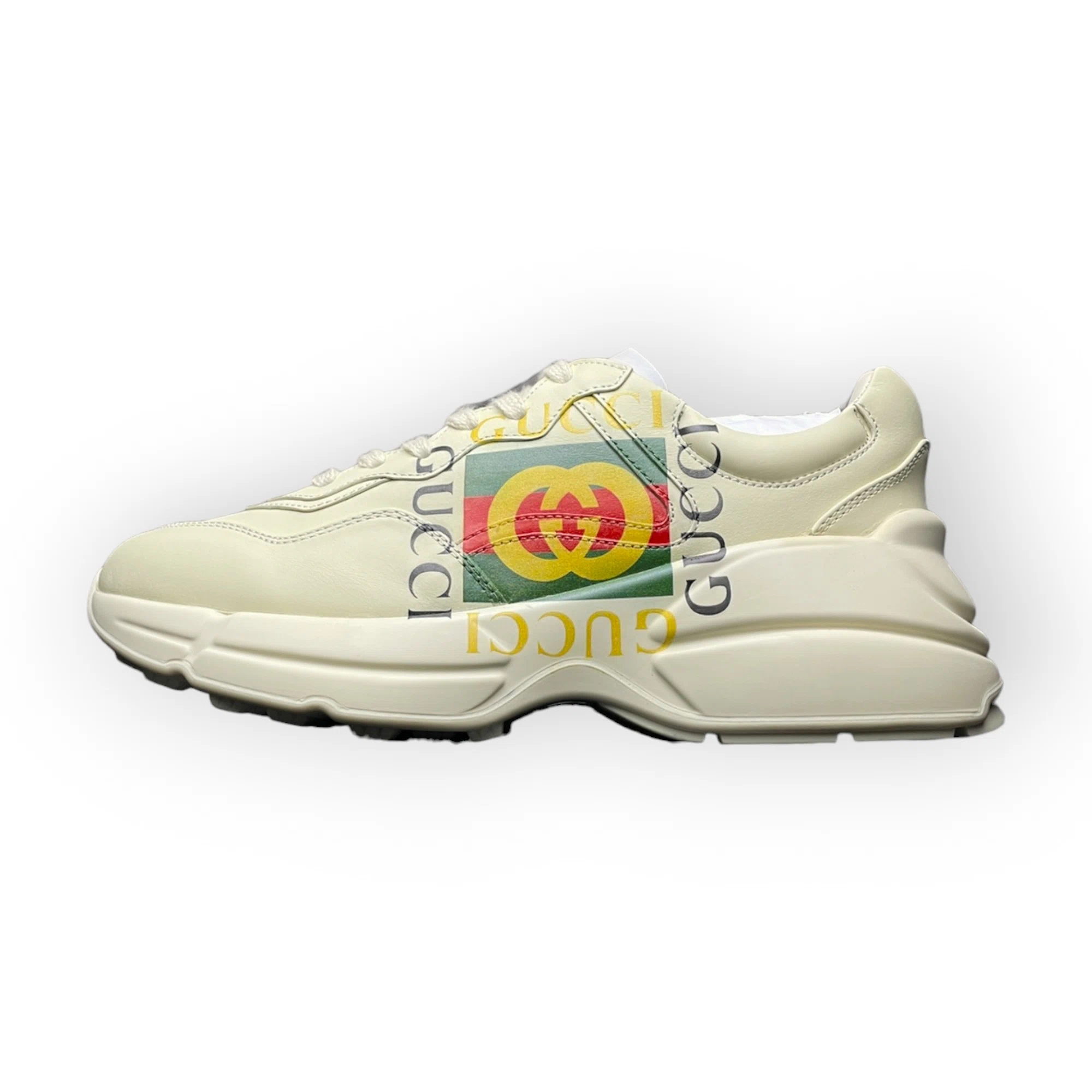 Gucci Rhyton Gucci Logo Leather Sneaker Off White
