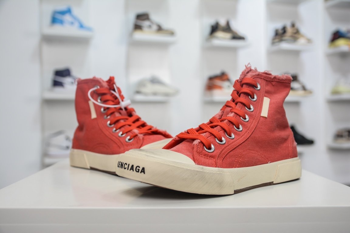 Balenciaga Paris High Top Trainer In Red