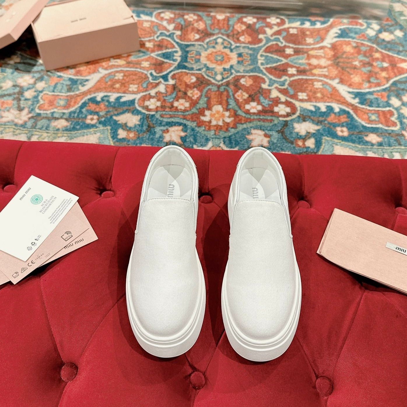 Slip-on Shoes High Sole White Canvas