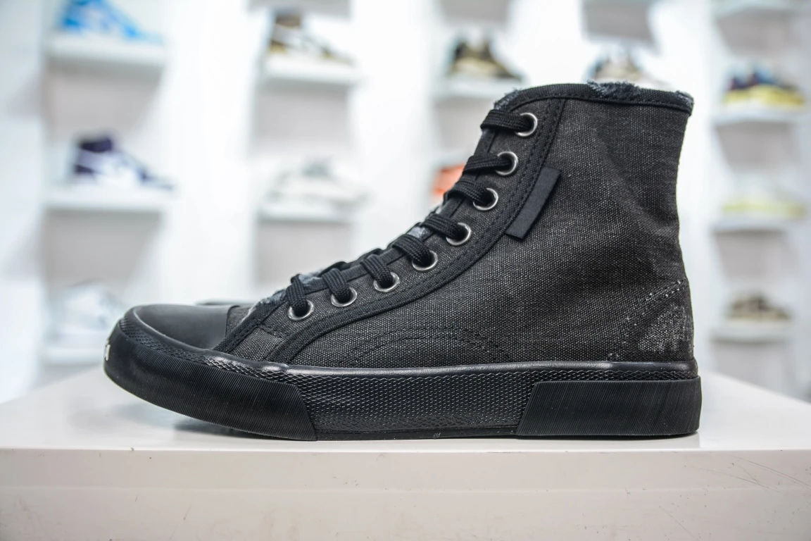 Balenciaga Paris High Top Sneaker in Black Destroyed