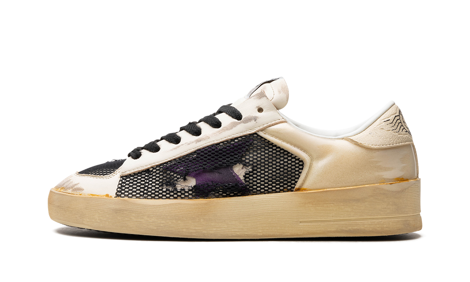STARDAN NAPPA NET AND FOAM UPPER LEATHER STAR NAPPA TOE AND TONGUE "ECRU PURPLE BLACK"