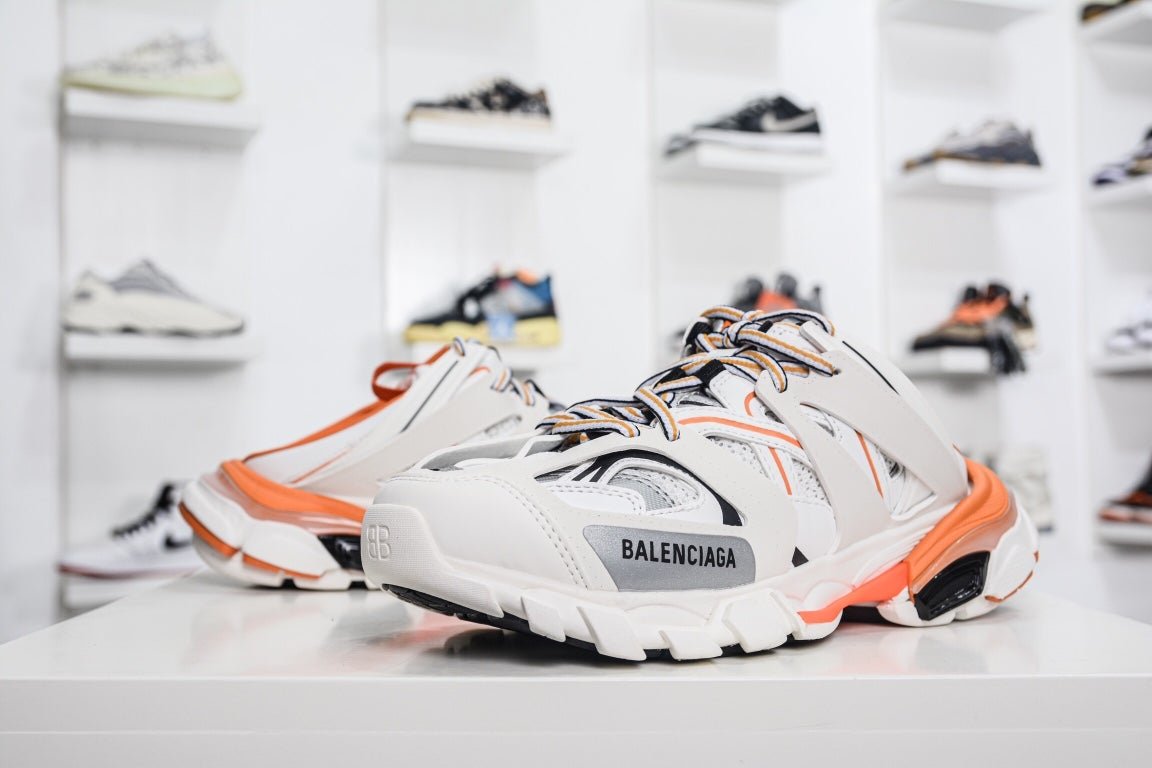 Balenciaga Track Mule in White Orange