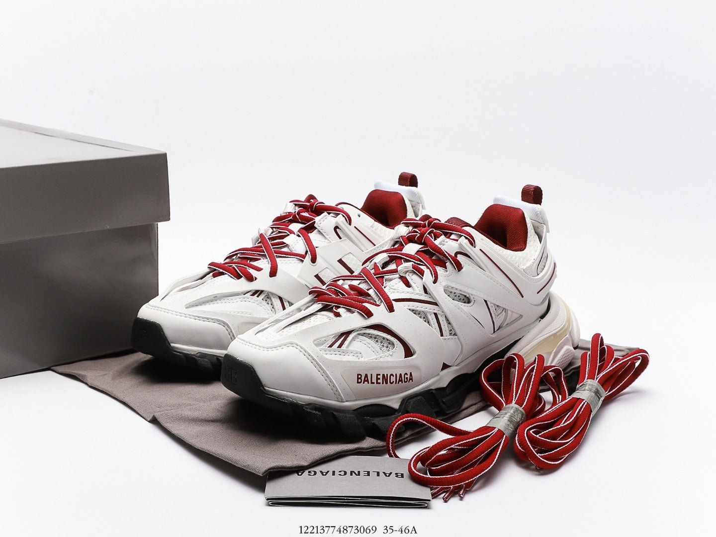 Balenciaga Track Trainer in White Burgundy