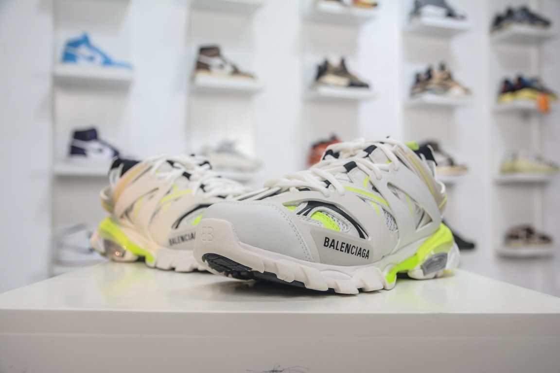 Balenciaga Track Worn Out In White Fluo Yellow (Women’s)