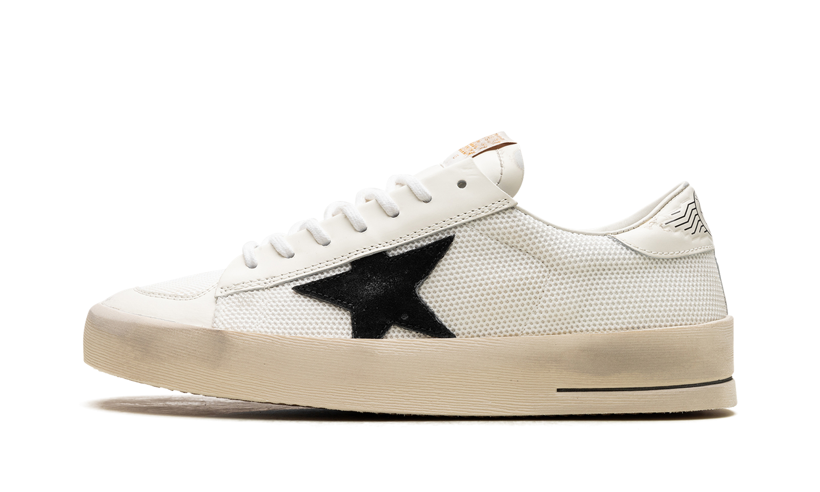 STARDAN NET UPPER SHINY LEATHER TOE AND HEEL SUEDE STAR "WHITE BLACK"