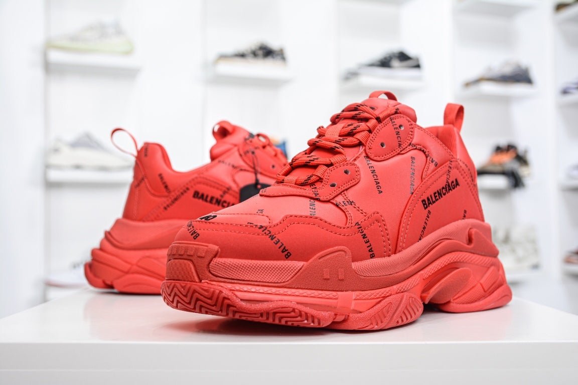Balenciaga Triple S Sneaker All Over Logo Red