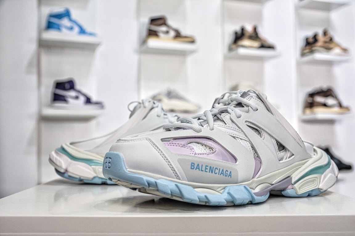Balenciaga Track Mule in White Light Blue